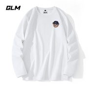 GLM白色長(zhǎng)袖t恤男春秋季重磅男裝打底衫純棉吸汗寬松大碼男士衣服