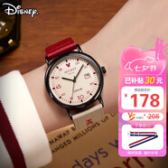 迪士尼（Disney）手表女學(xué)生個(gè)性復古撞色帆布帶石英表高顏值女孩初高中生防水手表