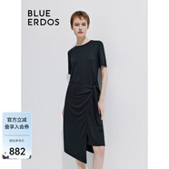 BLUE ERDOS連衣裙女裝夏季舒適輕薄層次感短袖長裙B245D7027 黑 165/84A/M