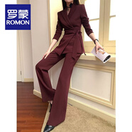 羅蒙安可拉紅西裝套裝女2025新款春秋款休閑感蝴蝶結今年流行西服 安可拉紅兩件套 L 【建議105-115斤】