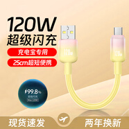 艾勝者120W超級閃充6A充電寶短線(xiàn)Type-C數據線(xiàn)0.25m適用華為小米VIVO榮耀OPPO蘋(píng)果車(chē)載手機短款充電線(xiàn)usb 蜂巢黃【120W超級閃充】?jì)赡険Q新 三條裝/0.25米短線(xiàn)
