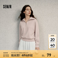 Semir衛(wèi)衣女純色半開(kāi)襟衣服溫柔百搭秋休閑風(fēng)寬松落肩套頭衫ins潮 夢(mèng)幻粉60394 L