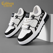卡賓（CABBEEN）2026新款男鞋高端休閑板鞋時(shí)尚百搭印花小眾輕奢運動(dòng)潮鞋 煤黑 38