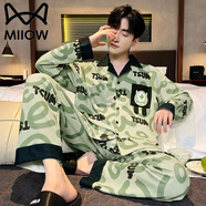 貓人（MiiOW）睡衣男士春秋季2025新款長(cháng)袖卡通可愛(ài)薄款休閑寬松男生家居服套裝 66617A L (100-130斤)