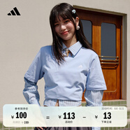 adidas情侶休閑純棉上衣圓領(lǐng)短袖T恤男女夏季阿迪達(dá)斯官方輕運(yùn)動(dòng) 藍(lán)色 3XL