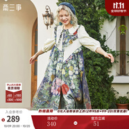 兩三事梵高文藝復(fù)古油畫連衣裙女2025新款寬松民族風(fēng)裙子衣鈴懸花 米黃色 M