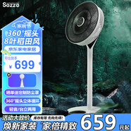 西哲（sezze）日本空氣循環(huán)扇家用電風(fēng)扇直流變頻落地扇360°搖頭節能果嶺風(fēng)扇遙控節能臺立兩用扇輕音扇渦輪扇 Y-228W（黑白色）
