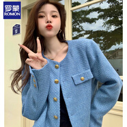 羅蒙顯瘦氣質(zhì)小香風(fēng)外套女春秋冬2025新款感粗花呢小個(gè)子短款上衣 青春藍 專(zhuān)柜同款 XL 建議115-125斤