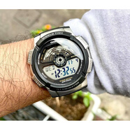 卡西歐（CASIO）十年電池 CASIO戶(hù)外防水電子表運動(dòng)手表 1B AE-1100WD-1AV 不銹鋼表帶