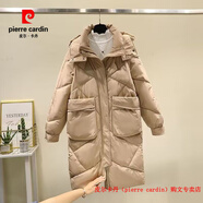 皮爾卡丹（pierre cardin）品牌高檔羽絨棉衣棉服外套女中長(cháng)款2025新款冬季過(guò)膝加厚保暖棉襖 卡其色 XL 135-150斤
