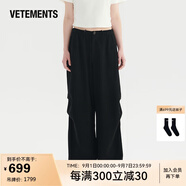 VETEMENTS梭織長(cháng)褲女士斜紋磨毛抽繩保暖休閑長(cháng)褲2025春秋 63560301 黑色 L