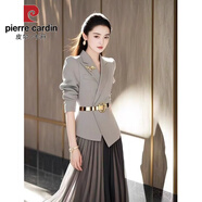 皮爾卡丹（pierre cardin）秋裝搭配一整套名媛氣質(zhì)輕奢時(shí)髦高級感灰色西裝外套半身裙兩件套 灰色外套+裙子（配腰帶） M 【建議95-105斤以?xún)取?
                                         title=