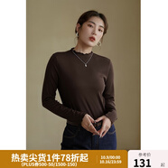 獨(dú)束大碼女裝【發(fā)熱防靜電】百搭打底衫女顯瘦秋冬新款胖mm針織衫 棕咖色 2XL