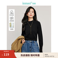 茵曼（INMAN）安迪絨條紋針織衫2025春季女裝新款長袖寬松顯瘦百搭毛衣上衣 黑色 L