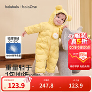巴拉巴拉童裝嬰兒連體衣輕薄羽絨服寶寶衣服2025冬裝抱衣爬服男童女童萌趣 黃色雪人-白鴨絨 100 cm-充絨量53g
