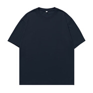 韓路230g純棉基礎(chǔ)款短袖T恤男女情侶日系百搭休閑寬松圓領(lǐng)純色體 藏青色 S