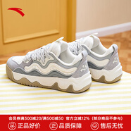 安踏（ANTA）波浪鞋丨厚底面包鞋板鞋女夏季新款潮流百搭運動鞋 象牙白/霜塔灰/霧灰-1 37.5 (235mm)