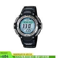 卡西歐（Casio） SGW100 男士手表數(shù)字電子表 雙傳感器溫度方向讀數(shù) 運動涉水 200米防水 黑銀色SGW100-1V 大型LCD清晰易讀  耐低溫