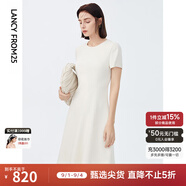 朗姿【三醋酸Basic衣櫥】休閑連衣裙夏季新款裙子高級感明星同款 白色3 S 155/76A