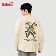 班尼路（Baleno）長(cháng)袖男士t恤秋季潮流百搭純棉打底衫寬松透氣青少年休閑秋裝上衣