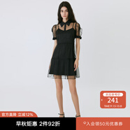 moussy 秋季女裝新款微透歐根紗優(yōu)雅名媛襯衫連衣裙028GSG30-0190 020黑色 S 00001