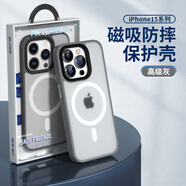 藍猩先生藍猩新款磁吸手機殼雙色膚感防摔硅膠殼適配iPhone15ProMax14Pro磨砂透明感 【膚感手機-高級灰】強力磁吸防摔抗指紋 iPhone15ProMax