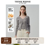 Teenie Weenie【原紗防曬】小熊淑女白色毛衣針織開(kāi)衫長(zhǎng)袖打底衫女空調(diào)衫 灰色 XL (175)