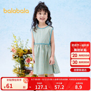 巴拉巴拉童裝女童裙子2024夏裝兒童連衣裙無袖格紋法式田園風208224111014