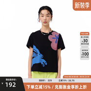 幻走（MOVEUP）2025夏季新款.FUN系列短袖圓領(lǐng)多巴胺印花短款T恤女 黑色 M