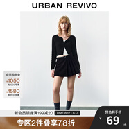 UR秋季新款女裝曠野美拉德百搭修身針織開衫UWB940014 黑色 S