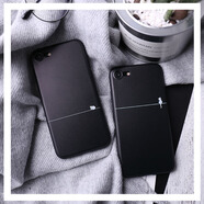 OLOEYiphone7蘋(píng)果6s手機殼6plus硅膠5s情侶xr浮雕8X潮男女款掛繩xs max 黑底一線(xiàn)蹲貓 iPhone13