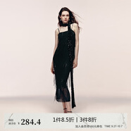 VEROMODA 吊帶連衣裙流蘇亮片H版長裙內(nèi)襯晚宴約會(huì)焦點(diǎn)修身32437A051