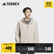 adidas舒適加絨戶外運(yùn)動連帽軟殼衣男裝秋冬阿迪達(dá)斯官方TERREX 淺卡其/淺灰   3XL