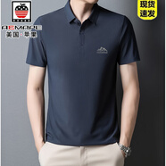 AEMAPE美國蘋果夏季中年男薄款短袖t恤冰絲寬松襯衫領(lǐng)半袖爸爸裝polo褲 AEMAPE/7713深灰 L 170/88A