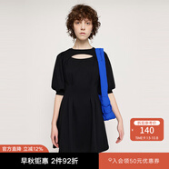 moussy新品Y2K甜美泡泡袖鏤空收腰連衣裙女030GSI83-2070 黑色020 S
