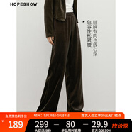 紅袖垂感顯瘦休閑褲秋季2024新款女裝天鵝絨松緊腰運動(dòng)風(fēng)百搭直筒長(cháng)褲 深橄欖綠373 S