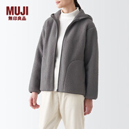 無印良品 MUJI 女式 長毛抓絨連帽衫 BBJ21A2A 柔軟外套短款外套 中灰色 M