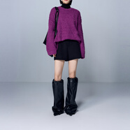 三彩【綿羊毛】2025冬季新款雙面呢休閑褲短褲靴褲女