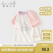 戴維貝拉（DAVE＆BELLA）夏季童裝男童t恤兒童短袖女童上衣純棉衣服寶寶體桖半袖夏裝服裝 小兔印花【現(xiàn)貨】 110 cm（建議身高100-110cm）