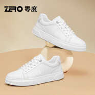 零度男鞋冬季新款真皮潮流經(jīng)典板鞋男百搭小白鞋厚底增高商務休閑鞋 白色 標準皮鞋碼 39 (245mm)