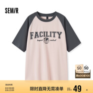 森馬短袖T恤女中長款寬松插肩袖夏季字母套頭衫復(fù)古107424100007