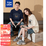 唐獅（TonLion）2025夏情侶T恤寬松印花圓領(lǐng)短袖T恤