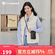 坦博爾羽絨服馬甲女立領(lǐng)寬松外搭短款羽絨背心外套TD236006 小香白 170