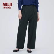 無(wú)印良品（MUJI）女式 彈力起毛 抽褶褲 休閑西褲長(zhǎng)褲子春秋款 BE1P0C3A 深灰色 M (160/66A)