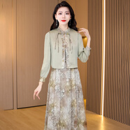 可蓓兒【換季清倉】新中式改良旗袍連衣裙兩件套女裝穿搭媽媽套裝裙子