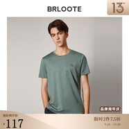 Brloote/巴魯特新疆長(cháng)絨棉短袖T恤男圓領(lǐng)小白T夏季簡(jiǎn)約百搭體恤衫上衣新品 軍綠 180/100A
