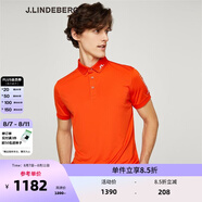 金林德伯格（J.Lindeberg）商場同款夏季新款休閑短袖POLO衫翻領(lǐng)T恤男進口 橘色L2B S
