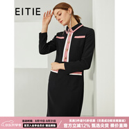 愛特愛（EITIE）春季新款商場同款時尚輕商務(wù)撞色紐扣氣質(zhì)長袖襯衫連衣裙6407112 黑色20 2XL 175