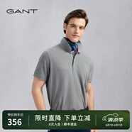 GANT/甘特【100%棉】夏男士休閑時(shí)尚印花logo翻領(lǐng)短袖T恤POLO衫 93-灰色 S
