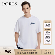 PORTS寶姿男裝夏季時(shí)尚休閑刺繡短袖圓領(lǐng)T恤 白色 L